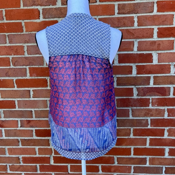 Lorimer NYC Semi Sheer Floral Print Sleeveless Boho Top With Tassels Womens XS - Picture 4 of 7